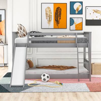 GZMR Twin Over Twin Bunk Bed with Slide and Ladder