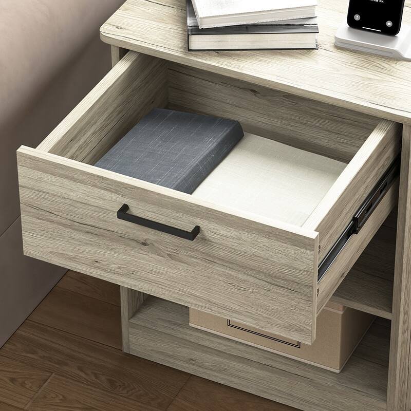 Nightstand with Charging Station,2 USB,Type C,Drawer,Adjustable Shelf