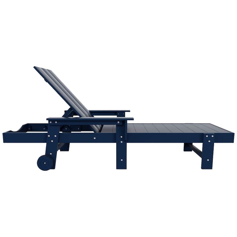 Polytrends Shoreside Modern Poly Reclining Eco-Friendly All Weather Chaise Lounge With Arms & Wheels