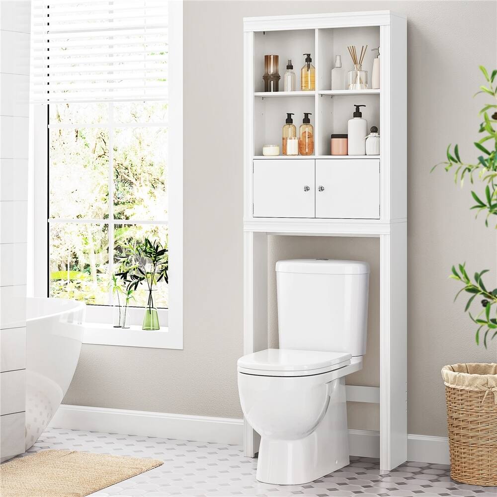 Yaheetech Modern FreeStanding OvertheToilet Storage 2 Doors