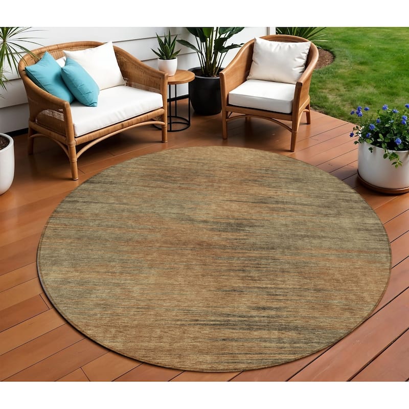 HomeRoots Abstract Transitional Rectangle Outdoor Rug - 8' Round