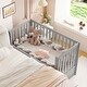 preview thumbnail 4 of 16, Toddler Bed Crib with Safety Guardrail and Drawers and 3 Height Options for Boys Girls, Wooden Slat Support Easy Assembly, Gray