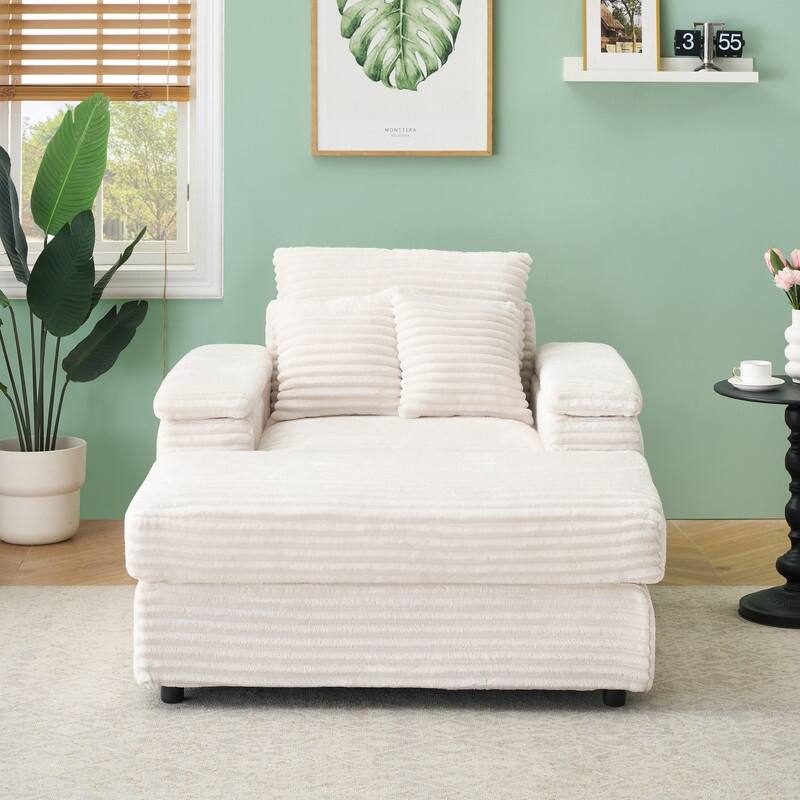 Corduroy Single Sofa+Ottoman, Cup Seats and No Cup Seats
