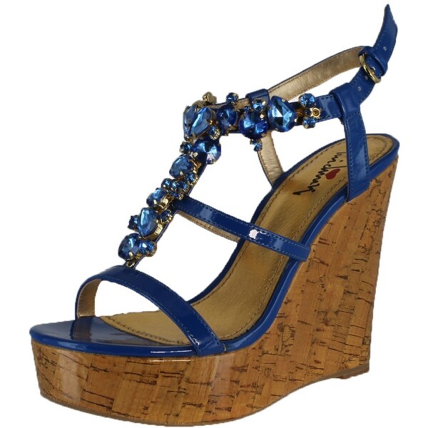 Luichiny Women's Fine N Dandy Wedge Sandals - Dark Blue - 9 b(m) us
