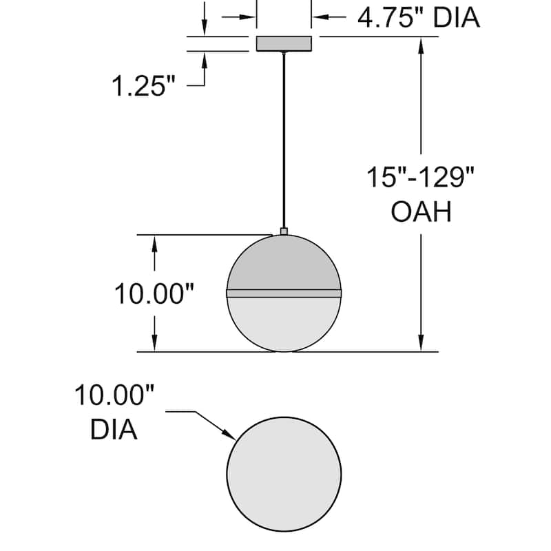 Access Lighting Unity LED Pendant - Black with Antique Brushed Brass
