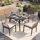 preview thumbnail 60 of 71, Nuu Garden Rattan Metal Patio Dining Set with Umbrella Hole, Zippered Cushions Fixed Chairs - 5PCS Round Table