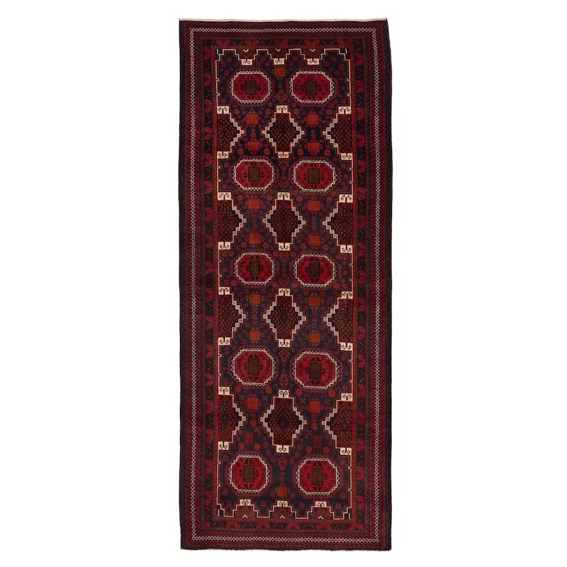 ECARPETGALLERY Hand-knotted Teimani Dark Navy Wool Rug - 3'5 x 9'1