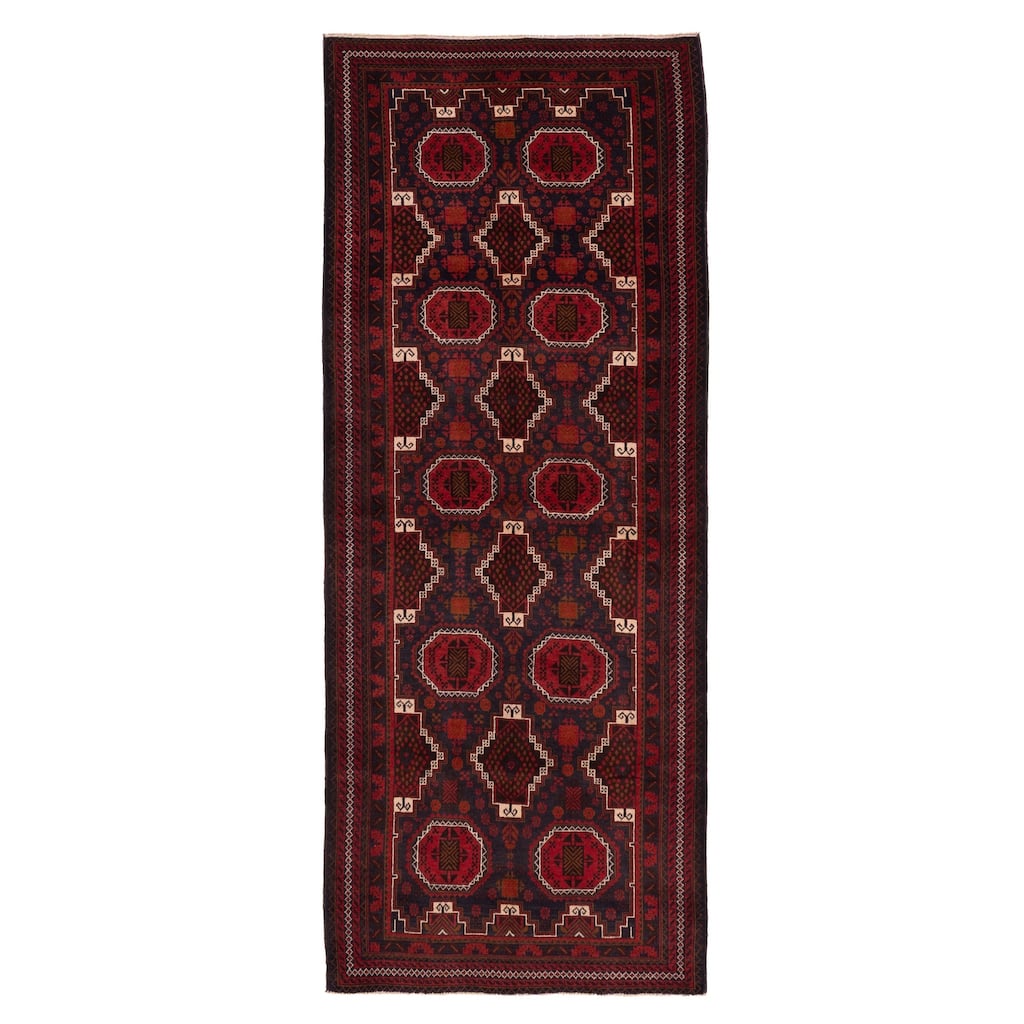 ECARPETGALLERY Hand-knotted Teimani Dark Navy Wool Rug - 3'5 x 9'1