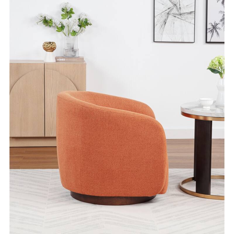 SEYNAR Modern Glam Boucle Fabric Round 360 Degree Swivel Barrel Chair