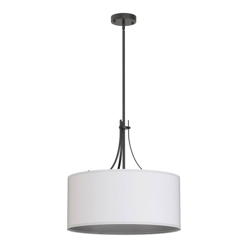 YANSUN 5-Light Chandelier with Fabric Drum Shades, E26 Base, No Bulbs, Black&White