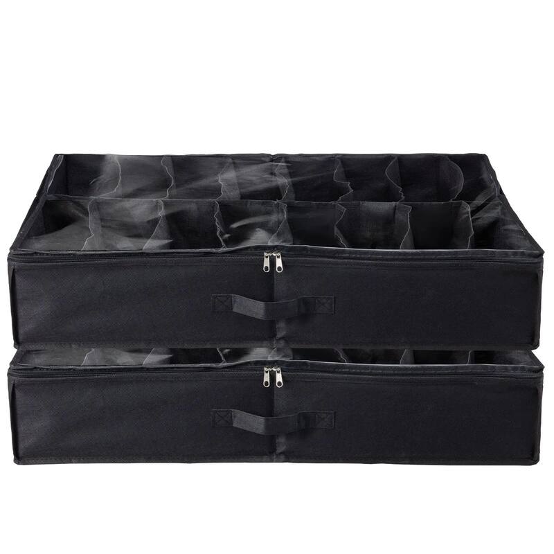 Under Bed Shoe Storage Organizer Set of 2 with 32 Compartments - 31.5 x 23.6 x 5.9 in