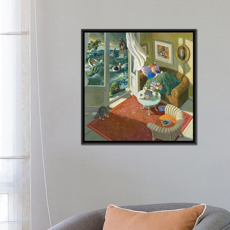 iCanvas "Rather Read" by Michael Sowa Framed Canvas Print