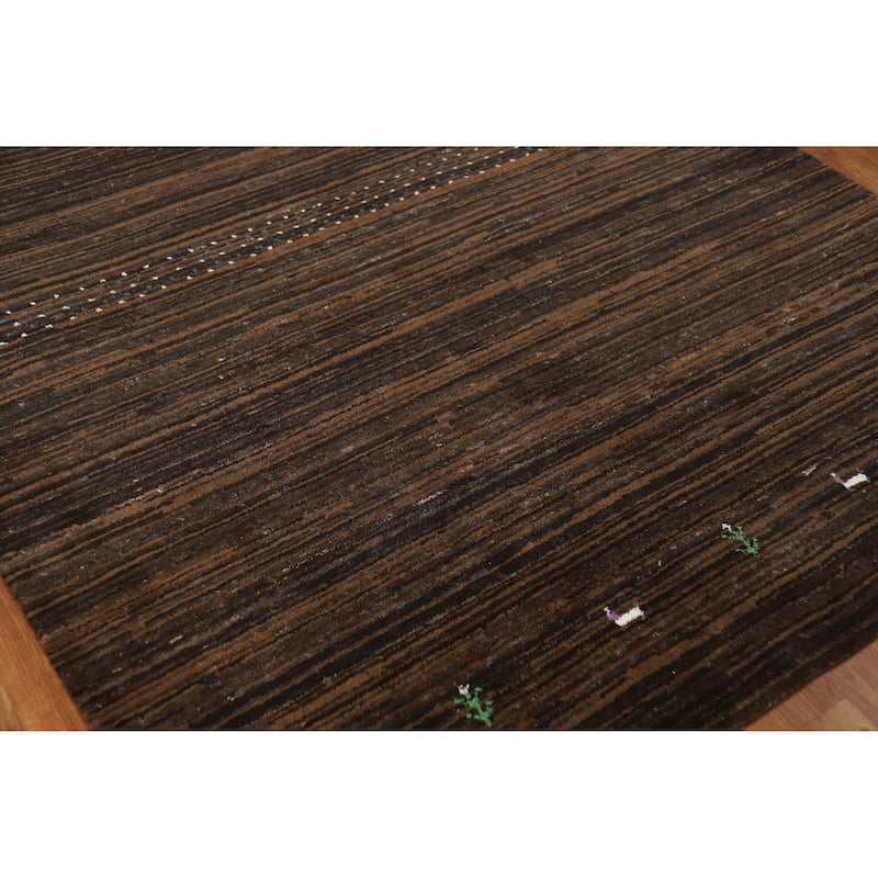 Hand Knotted Oriental 100% Wool Carpet Tribal Tribal Brown Gabbeh Area Rug - 7' 6'' X 5' 5''