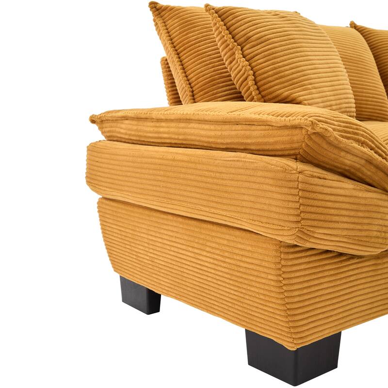 84-Inch Corduroy Sofa with Double Layer Cushion and 2 Extra Pillows for Living Room or Guest Room