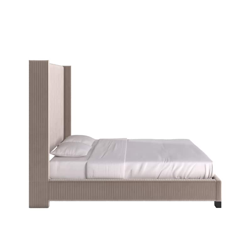 Judith Pleated Velvet Upholstered Wingback Bed by iNSPIRE Q Modern