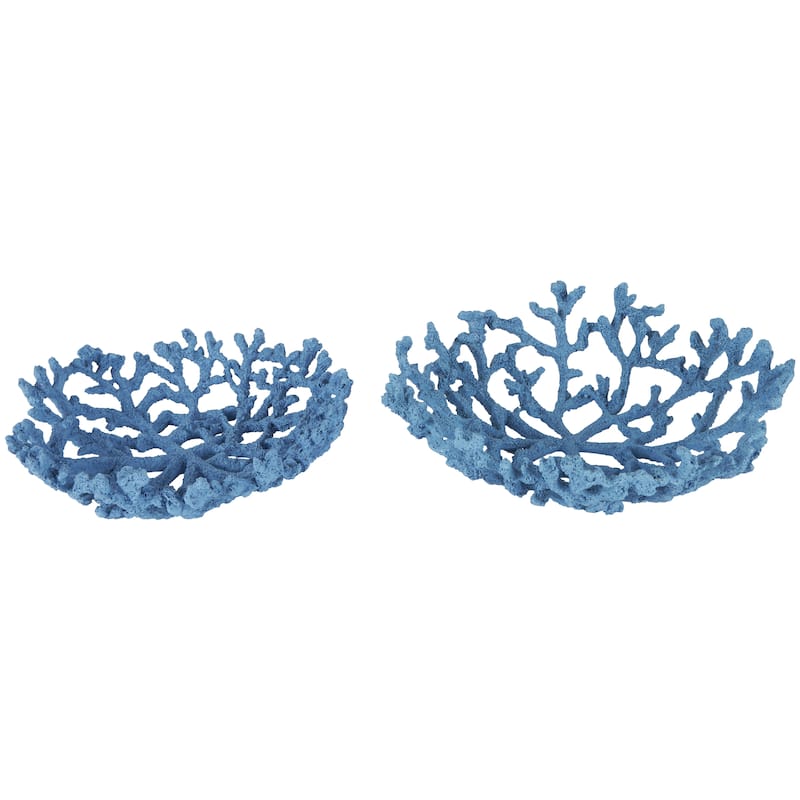 Resin Coral Textured Decorative Bowl - Set of 2 Blue or White - Roche River Decor - Blue