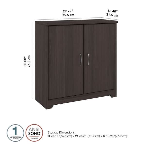 dimension image slide 3 of 4, Cabot Small Entryway Cabinet with Doors by Bush Furniture