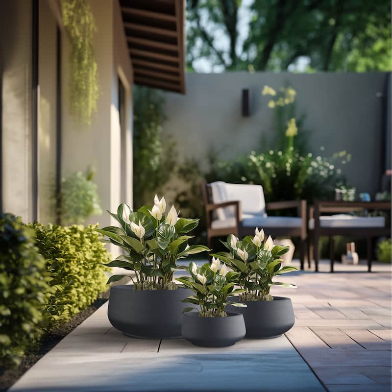 Tall Concrete Round Plant Pots / Large Indoor and Outdoor flower Planters