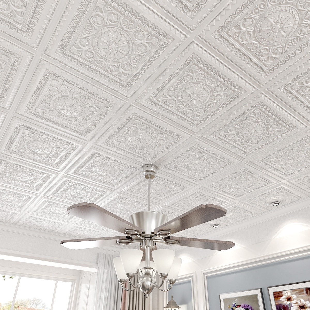 Art3d 2x2 Pvc Decorative Suspended Ceiling Tile Glue Up Ceiling Panel Victorian Pattern In Matt White 12 Pack Overstock Art3d 2x2 Pvc Decorative Suspended Ceiling Tile Glue Up Ceiling Panel Victorian Pattern In Matt White 12 Pack Overstock