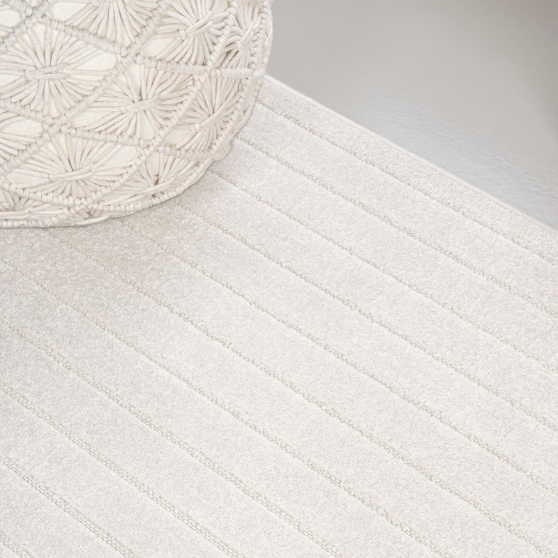 JONATHAN Y Anders High-Low Modern Scandinavian Arch Stripe Monotone Ivory Indoor/Outdoor Rug