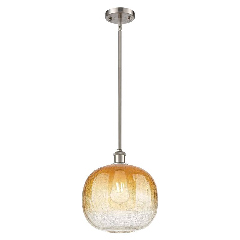 Innovations Lighting Endless Possibilities Ballston - Brookhaven Sphere - 1 Light 11" Stem Hung Mini Pendant - Brushed Satin Nickel/Amber
