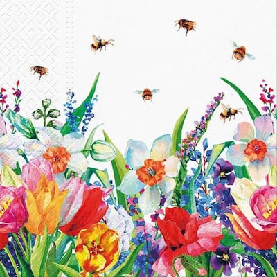 Set Of 20 Luncheon Meadow With Bees Napkins