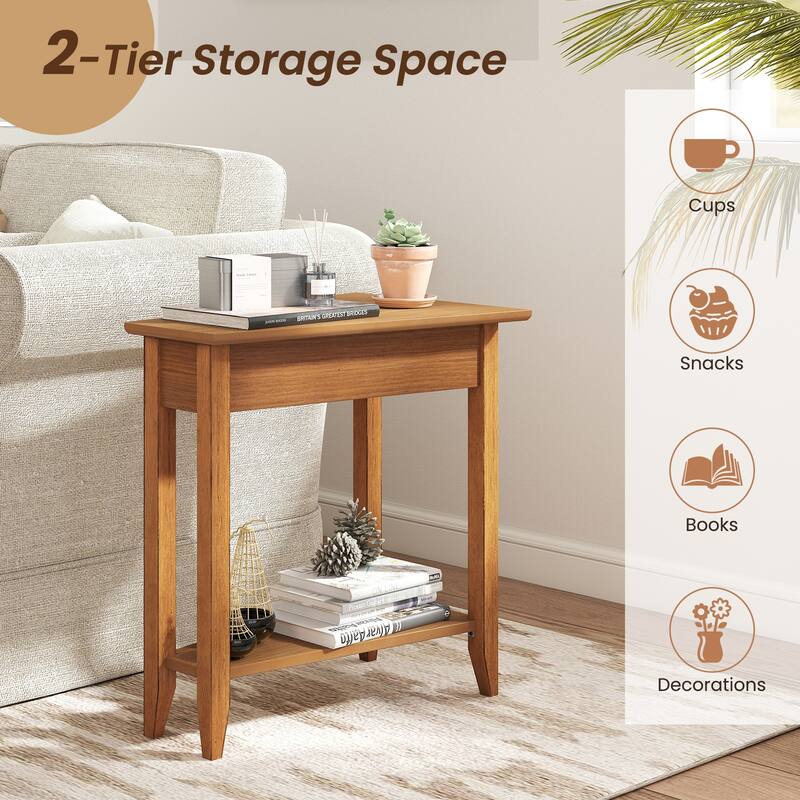 Gymax 2 PCS End Table Irregular Narrow Sofa Side Nightstand w/ Storage