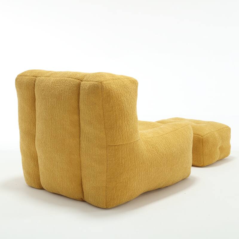 Fluffy bean bag chair with memory foam and ottoman