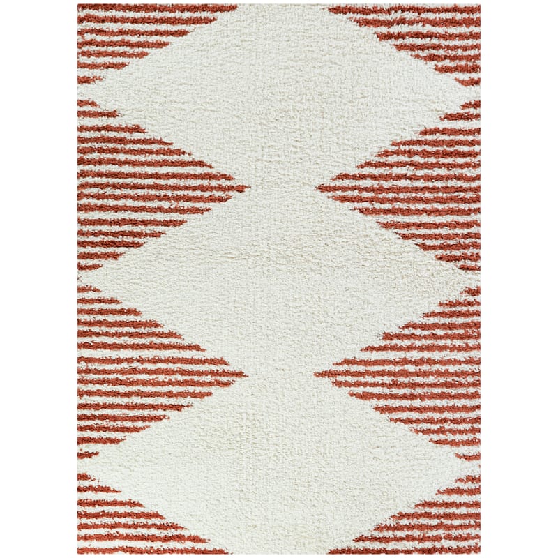Hughes Geometric Striped Shag Area Rug