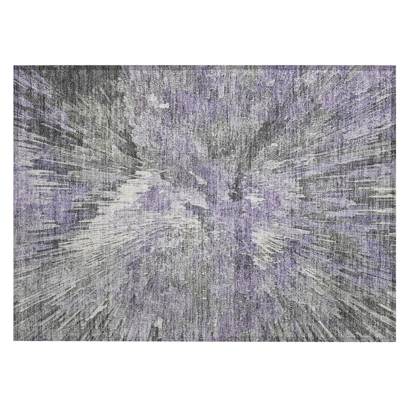 Machine Washable Indoor/ Outdoor Abstract Burst Chantille Rug
