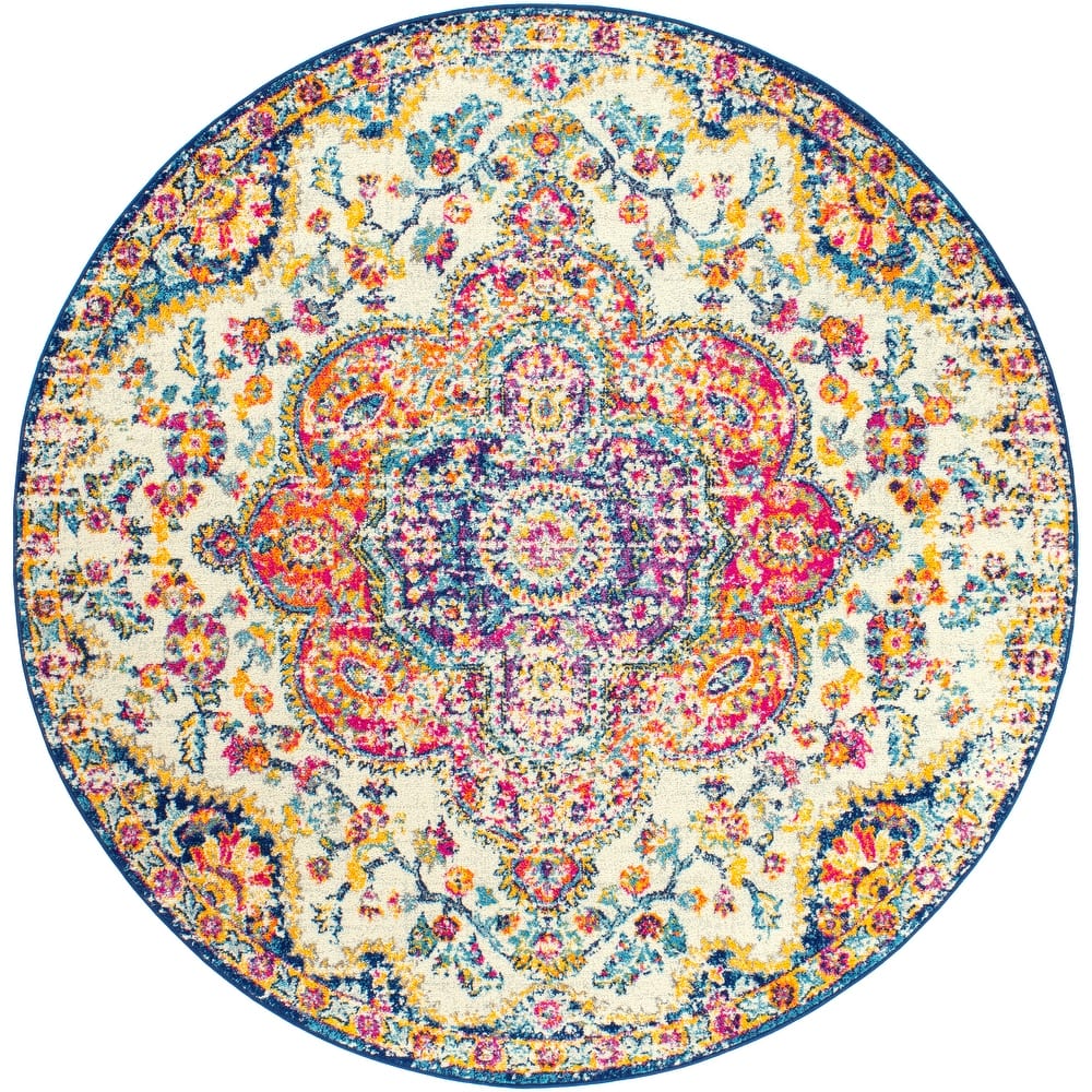 Livabliss Hal Vintage Boho Traditional Pink Medallion Area Rug