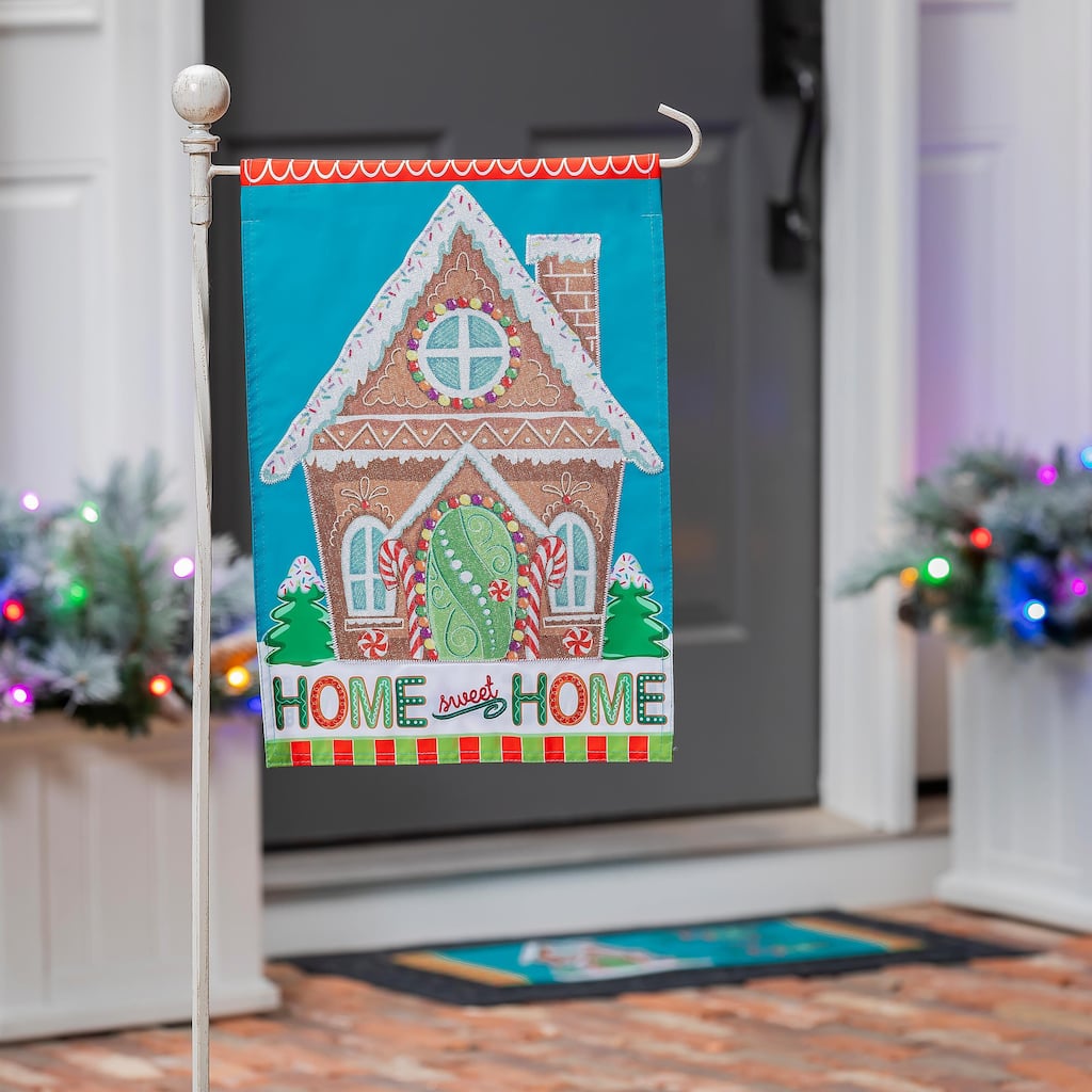 12.5 in. x 18 in. Gingerbread Home Sweet Home Applique Garden Flag