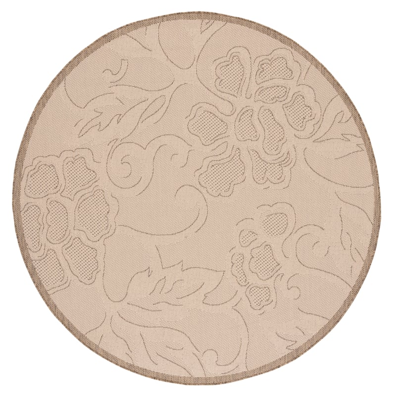 SAFAVIEH Courtyard Yaren Indoor/ Outdoor Waterproof Patio Backyard Rug - 6'7" Round - Natural/Brown