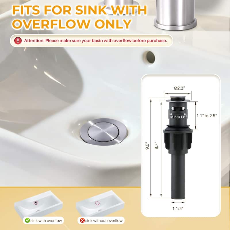 WOWOW 8 in.Double Handle Waterfall Bathroom Faucet with Pop-up Drain