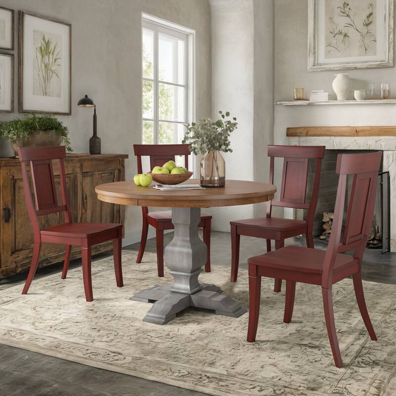 Ronda 45" Round Solid Wood Top Dining Set with Panel Back Chairs