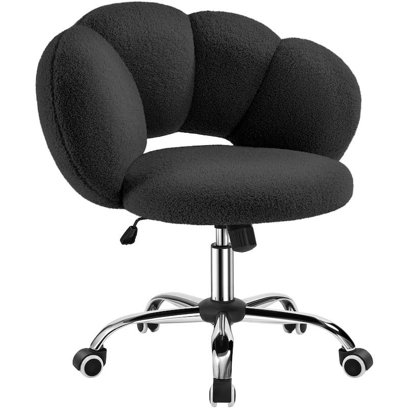 Yaheetech Upholstered Desk Chair Rolling Computer Chair with Cloud-shaped Backrest