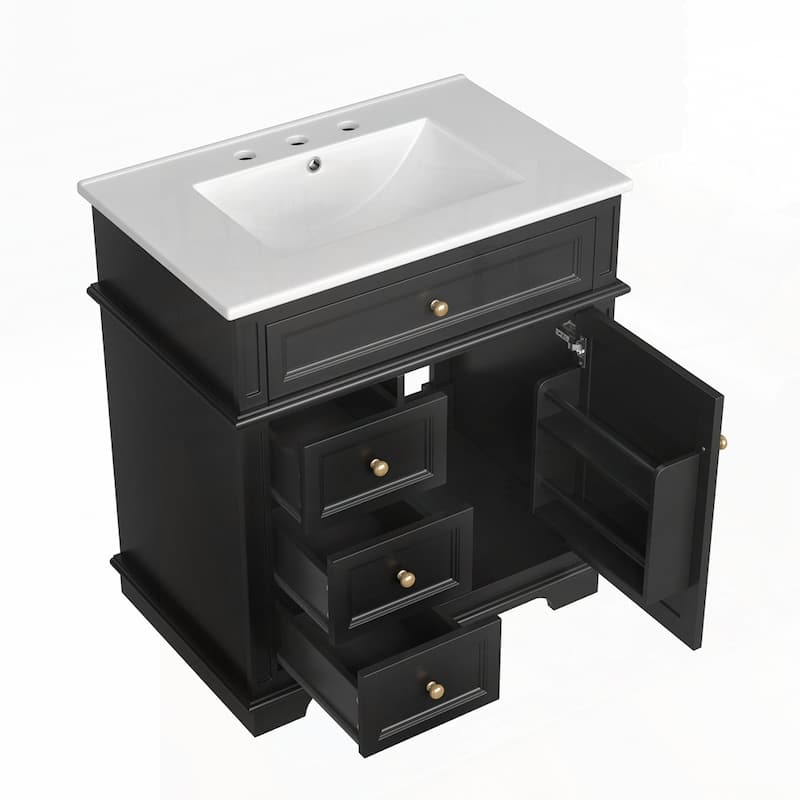 30" Bathroom Vanity with Sink and One Tip-out Drawer