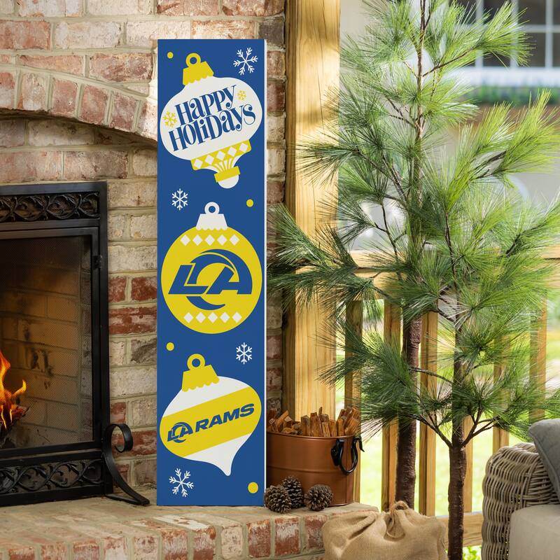 47" Double Sided Seasonal Porch Leaner, Los Angeles Rams - 47" x 11.25" - Christmas