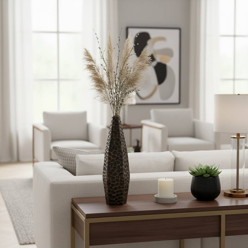 Aluminum Metal Balaz Asymmetrical Sculpted Vase - Bronze/ Copper - 24.0"