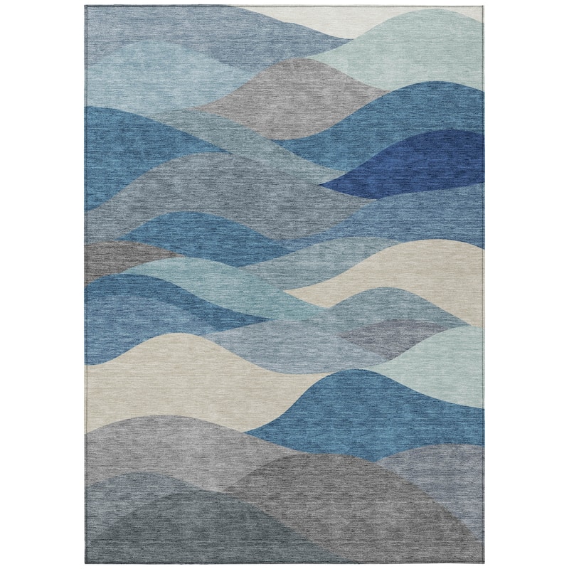 Machine Washable Indoor/ Outdoor Modern Horizon Chantille Rug
