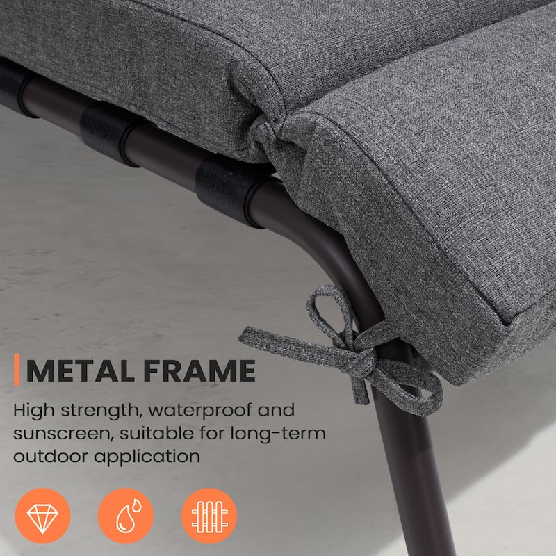 Outdoor Adjustable Patio Chaise Lounge Chair with Cushion Beach Poolside