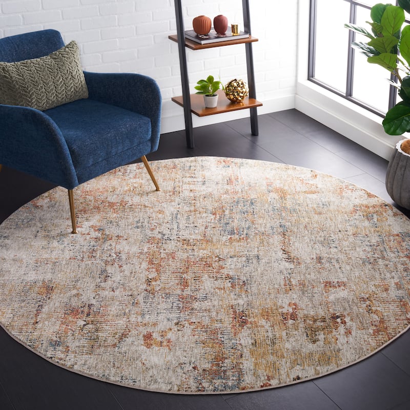 SAFAVIEH Silverado Aileen Modern Abstract Rug - 6'4" Round - Rust/Blue