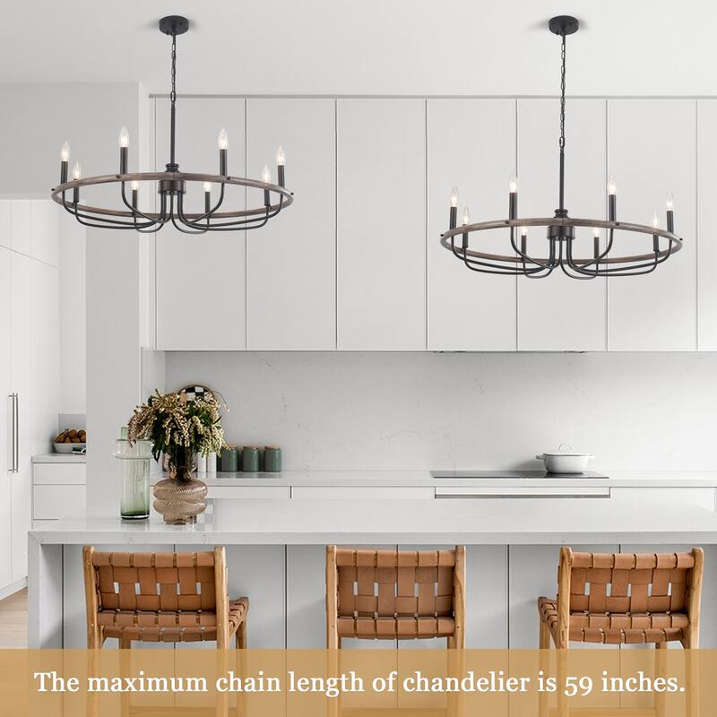 8-Light Candlestick Hanging Linear Island Foyer Chandelier Lighting Fixture for Dining Room Kitchen Island