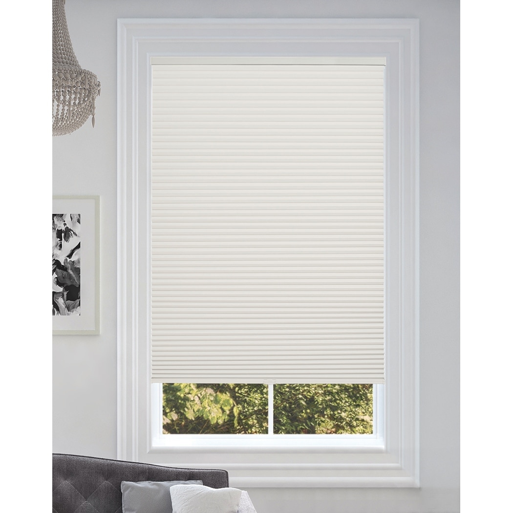 BlindsAvenue Cordless Blackout Cellular Honeycomb Shade, 9/16" Single Cell, White Dove