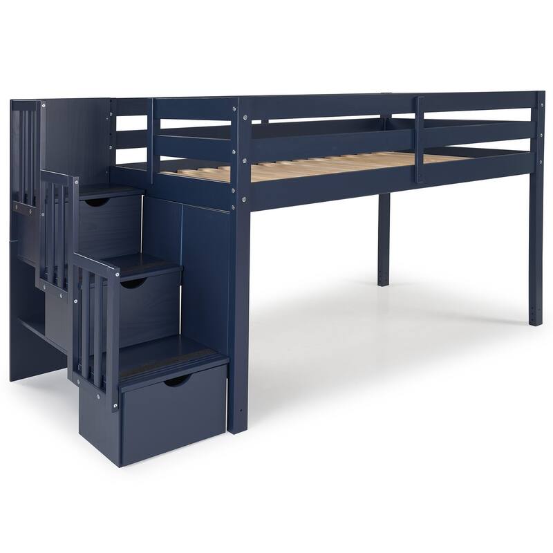 Taylor & Olive Trillium Low Loft Twin Bed with 3 Step-Stairway