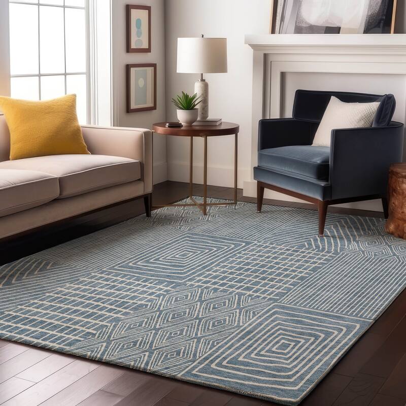 Premium Washable Super Soft Modern Geo Charm Mayfield Rug - Denim - 5' x 7'6"