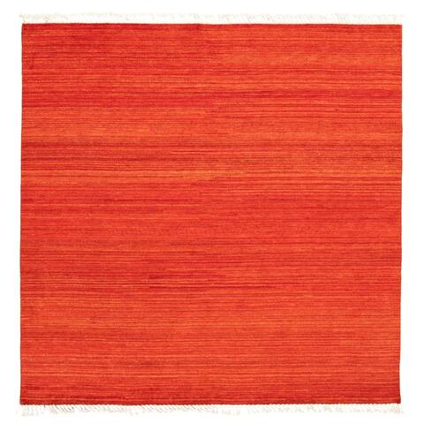 ECARPETGALLERY Hand-knotted Pak Finest Gabbeh Red Wool Rug - 7'10 x 7'10