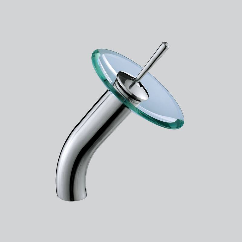 ELITE Bathroom Clear Round Glass Vessel Sink & Chrome Finish Waterfall Faucet Combo
