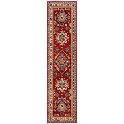 Rustic Kazak Randy Red/Natural Wool Runner - 2'8'' x 9'9''