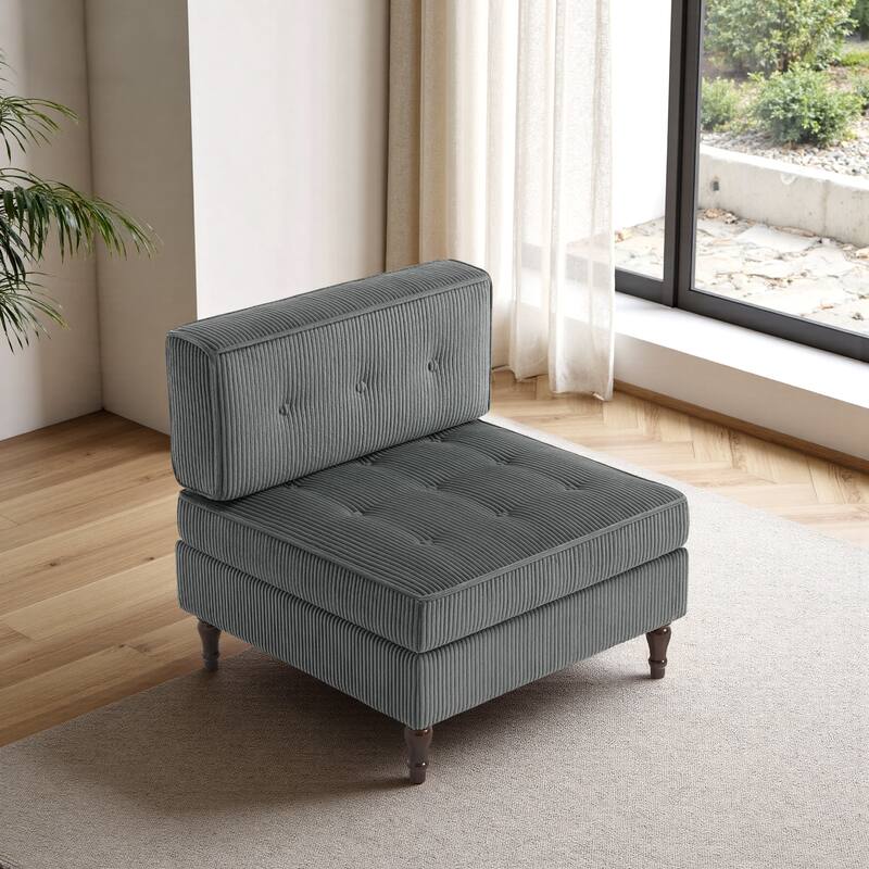 Modular Corduroy Armless Chair Upholstered Lounge Sofa